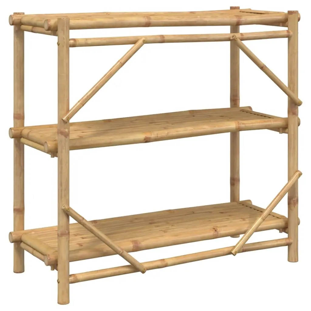 Bamboo Open Storage Shelf Brown 3 Tier 100x40x90 cm Display Bookcase Organiser