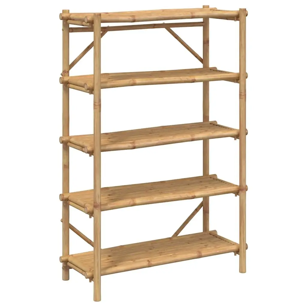 5 Layer Bamboo Shelf Open Storage Organiser Brown 100x40x150cm