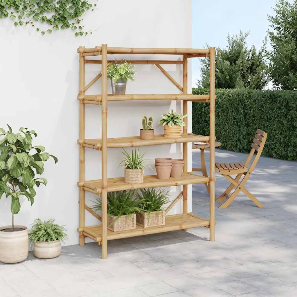 5 Layer Bamboo Shelf Open Storage Organiser Brown 100x40x150cm