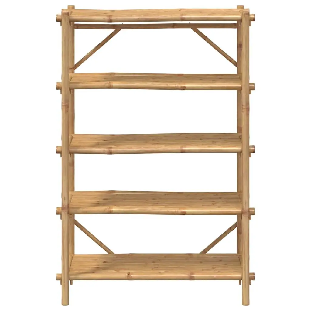 5 Layer Bamboo Shelf Open Storage Organiser Brown 100x40x150cm