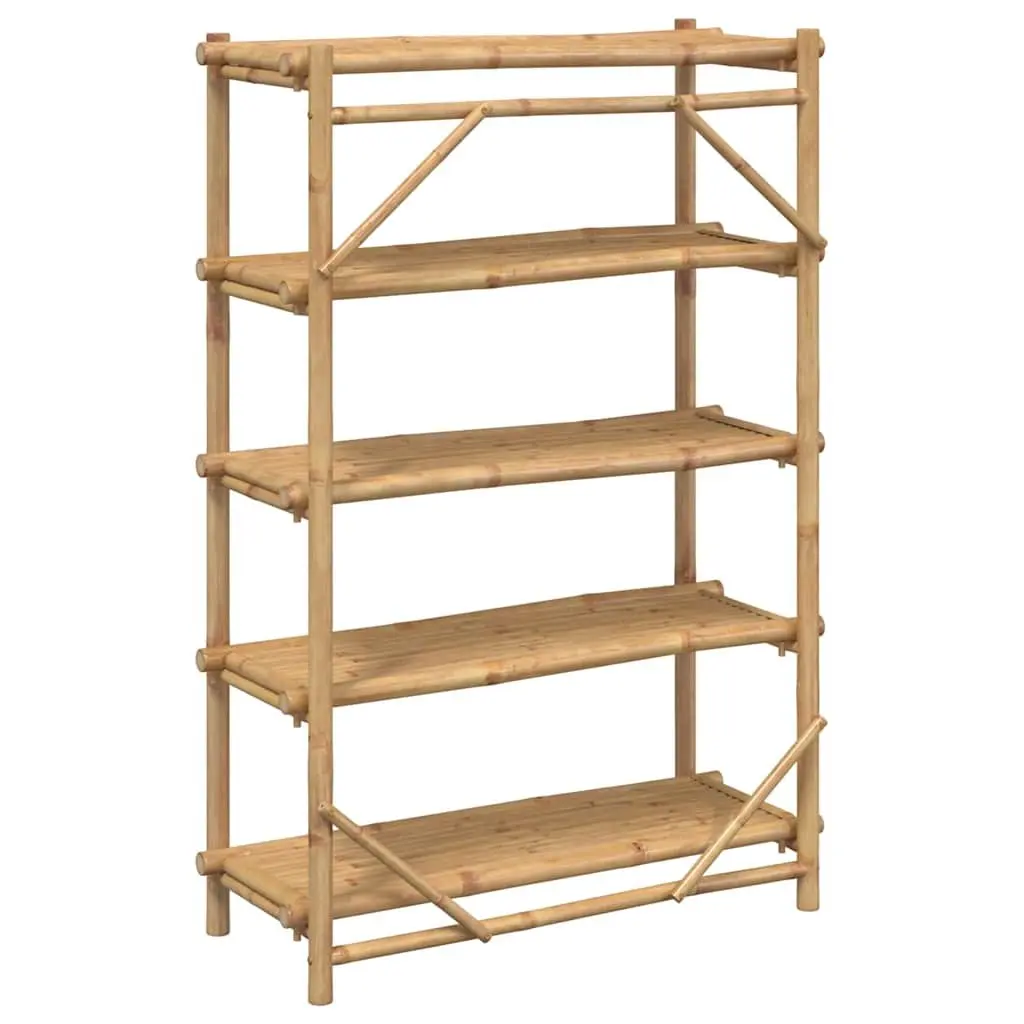 5 Layer Bamboo Shelf Open Storage Organiser Brown 100x40x150cm