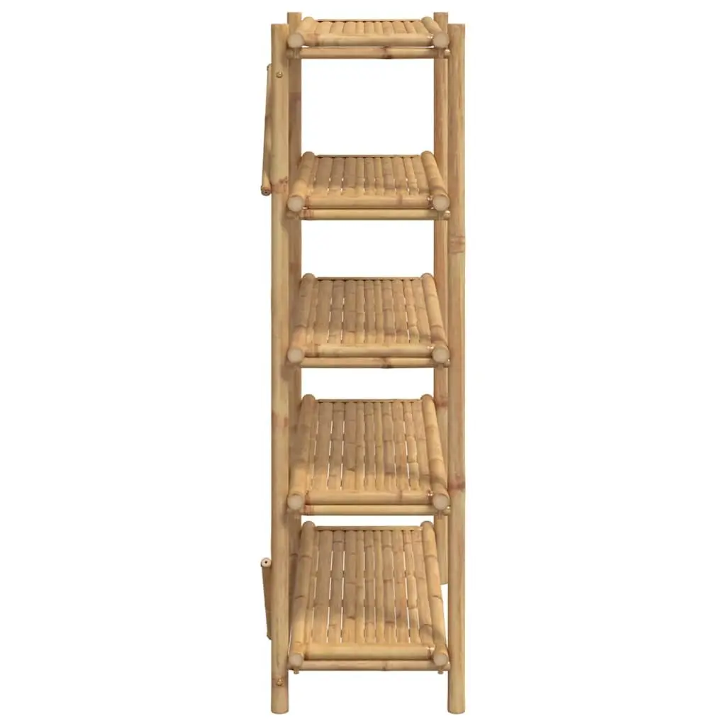 5 Layer Bamboo Shelf Open Storage Organiser Brown 100x40x150cm