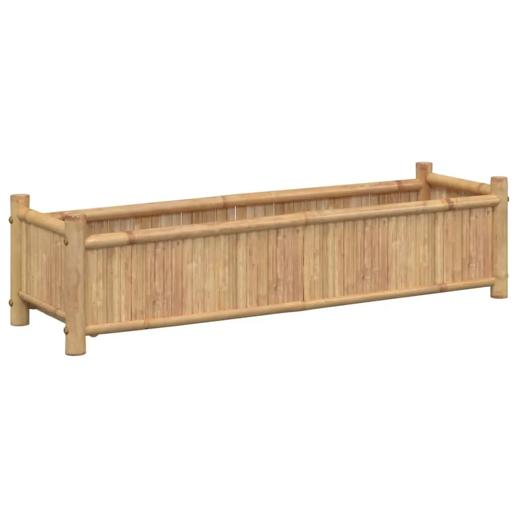 Bamboo Raised Planter Box 100x30x25cm Outdoor Garden Bed Pot Brown
