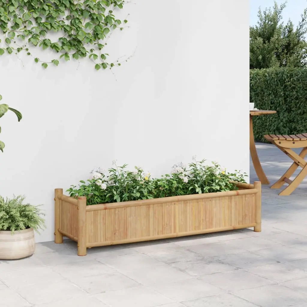 Bamboo Raised Planter Box 100x30x25cm Outdoor Garden Bed Pot Brown