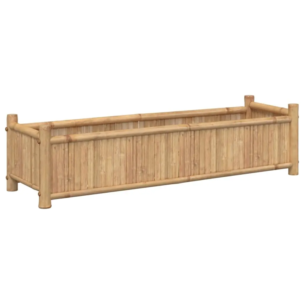 Bamboo Raised Planter Box 100x30x25cm Outdoor Garden Bed Pot Brown