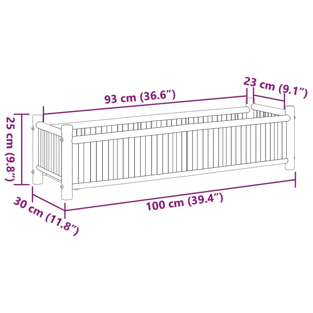 Bamboo Raised Planter Box 100x30x25cm Outdoor Garden Bed Pot Brown