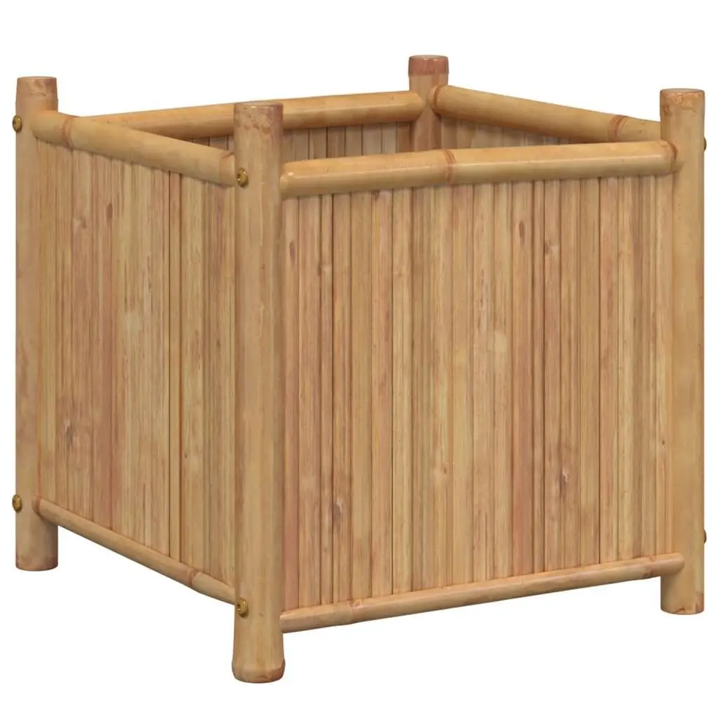 Bamboo Planter Box 50x50x50 cm Raised Garden Bed Brown Outdoor