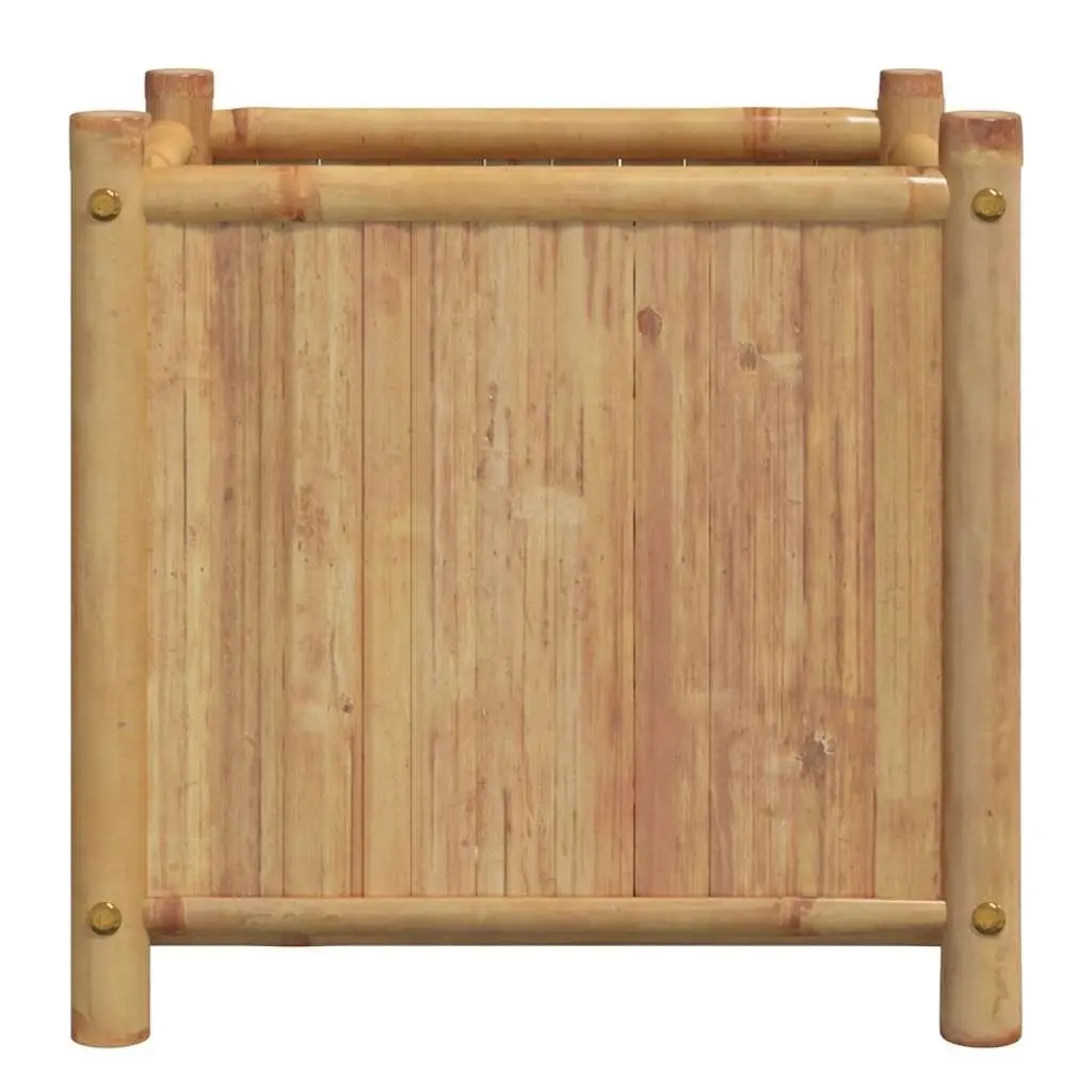 Bamboo Planter Box 50x50x50 cm Raised Garden Bed Brown Outdoor