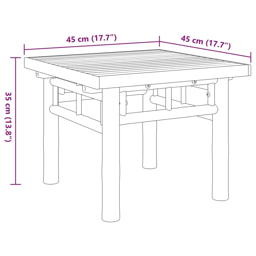 Coffee Table 45x45x35 cm Brown Bamboo Slat Design Indoor Outdoor Accent Side