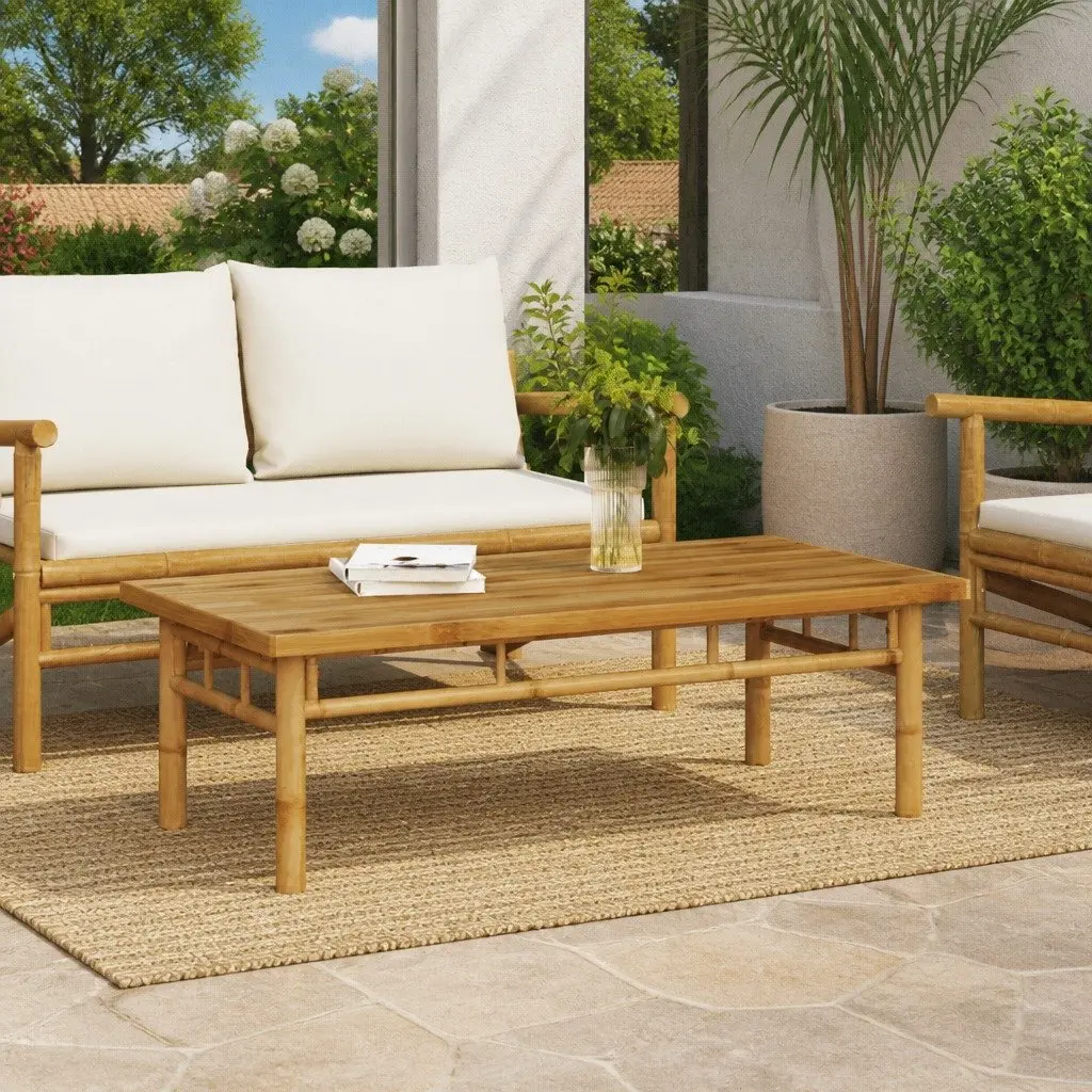 Coffee Table Bamboo 110x55x35 cm Brown Accent Side Table Living Room Furniture