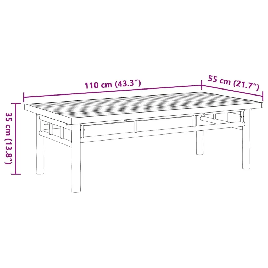 Coffee Table Bamboo 110x55x35 cm Brown Accent Side Table Living Room Furniture