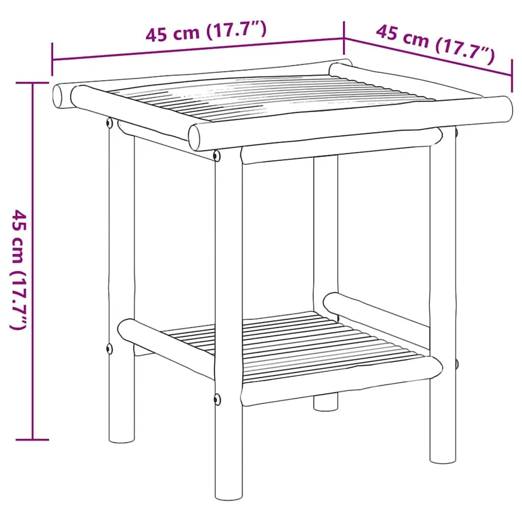 Coffee Table 45x45x45 cm Brown Bamboo Side Storage Accent Furniture Indoor