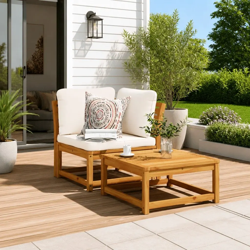 Outdoor Sectional Sofa Corner Unit Solid Acacia Wood 73 x 73 x 65 cm Brown