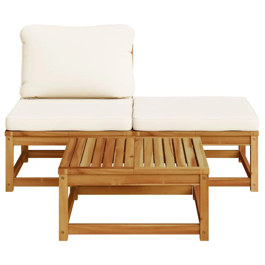 Outdoor Sectional Sofa Set 3 Piece Garden Lounge Furniture with Cushions Brown