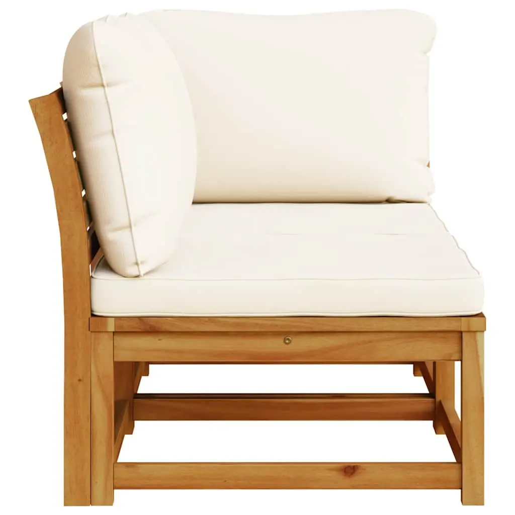 Outdoor Sectional Sofa Set Solid Acacia Wood 2 Piece Garden Lounge Furniture with Cushions Brown
