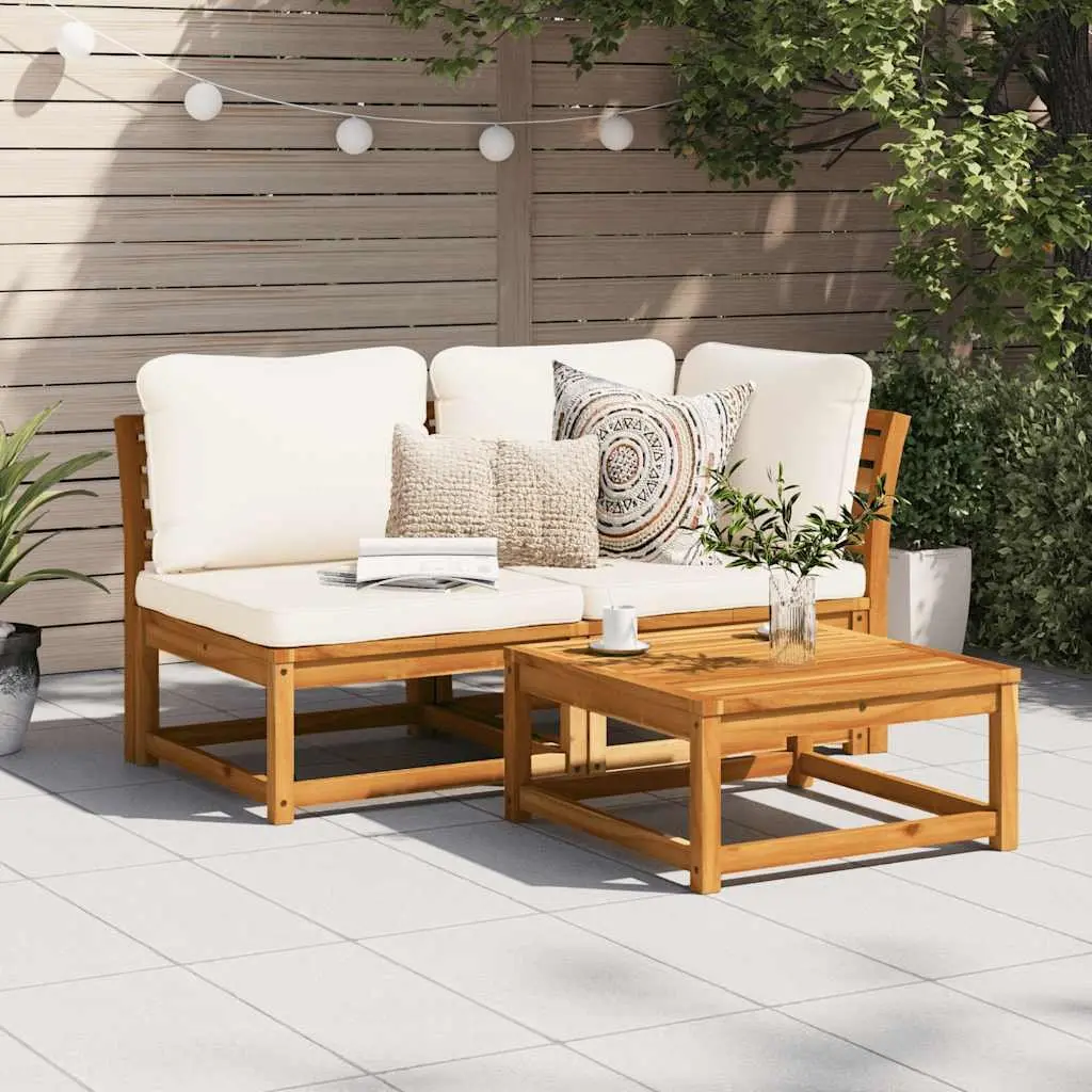 Outdoor Garden Table 63x63x30cm Brown Wood Patio Dining Furniture Backyard