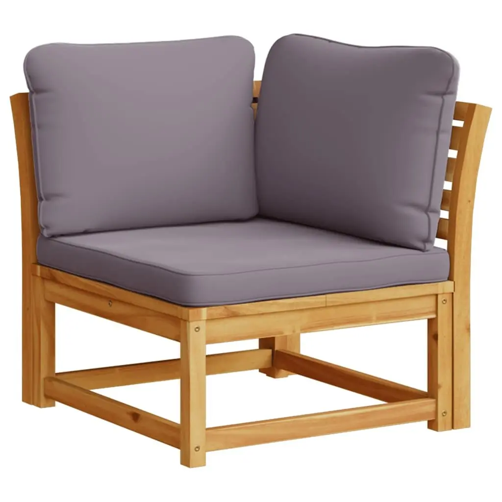 Outdoor Sectional Sofa Corner Garden Furniture Solid Wood with Cushions Brown