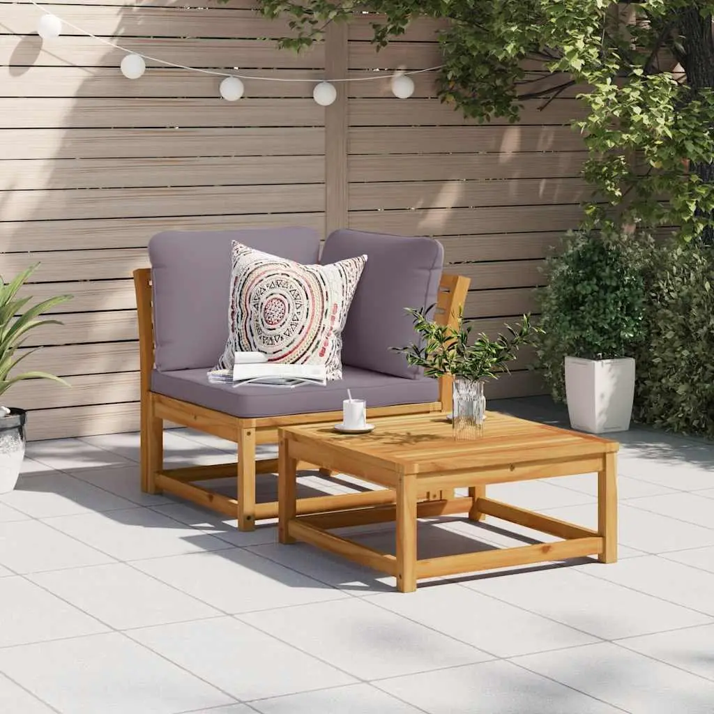 Outdoor Sectional Sofa Corner Garden Furniture Solid Wood with Cushions Brown