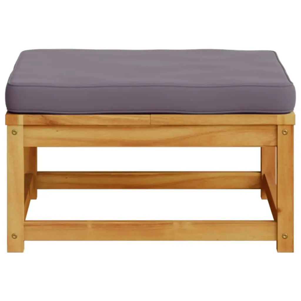Garden Footstool Ottoman with Cushion Outdoor Seating Acacia Wood Brown