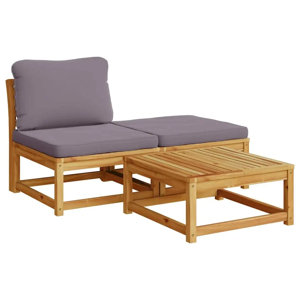 Outdoor Sectional Sofa Set 3 Piece Garden Lounge Furniture with Cushions Brown