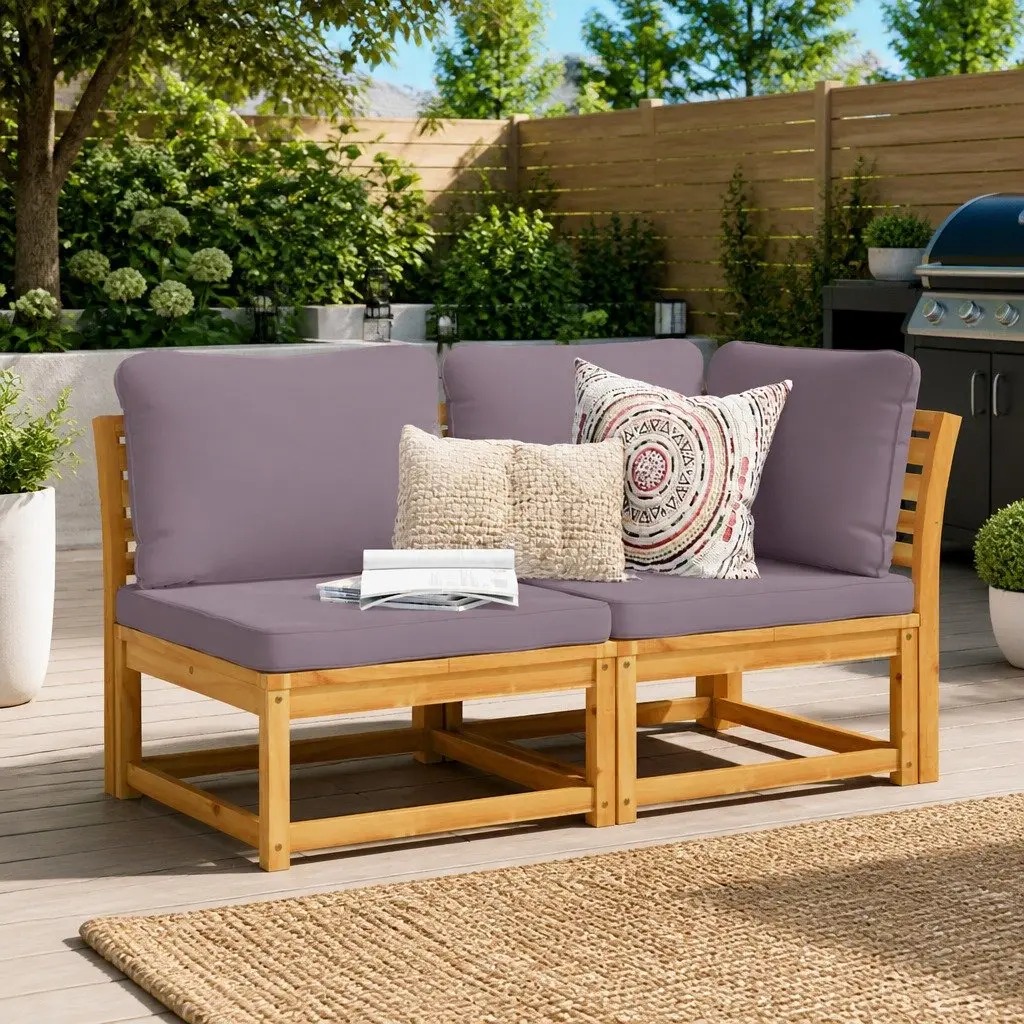 Outdoor Sectional Sofa Lounge Set Garden Patio Furniture with Cushions 2 Piece