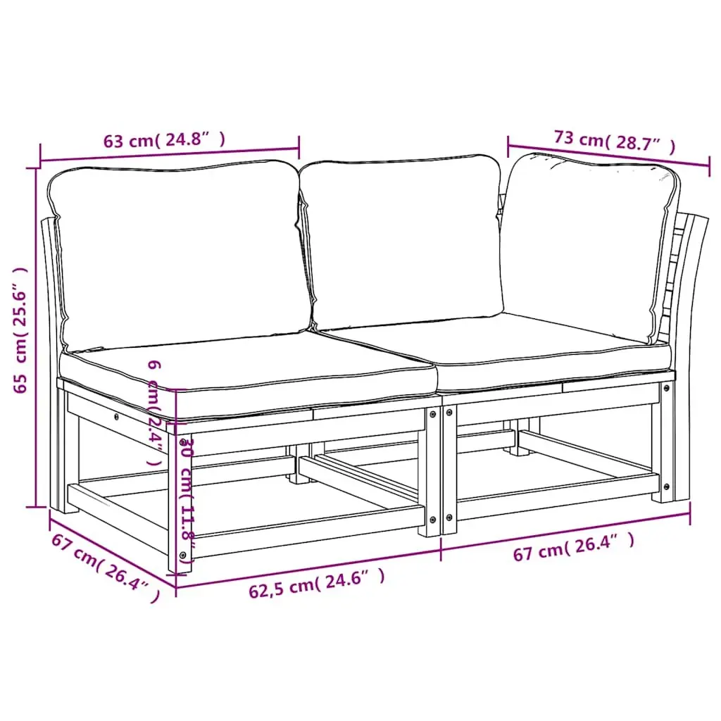 Outdoor Sectional Sofa Lounge Set Garden Patio Furniture with Cushions 2 Piece