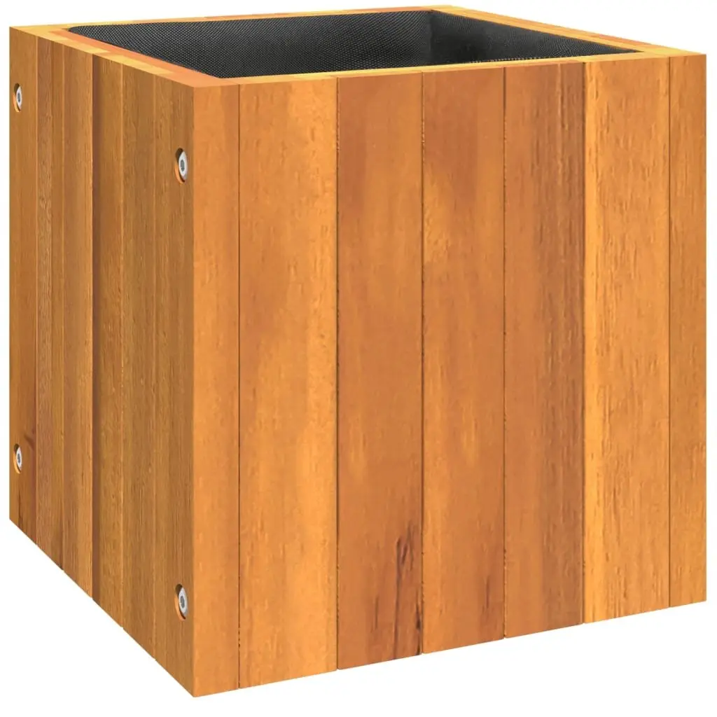 Acacia Wood Planter Box Brown 25cm Square Indoor Outdoor Flower Pot Gardening