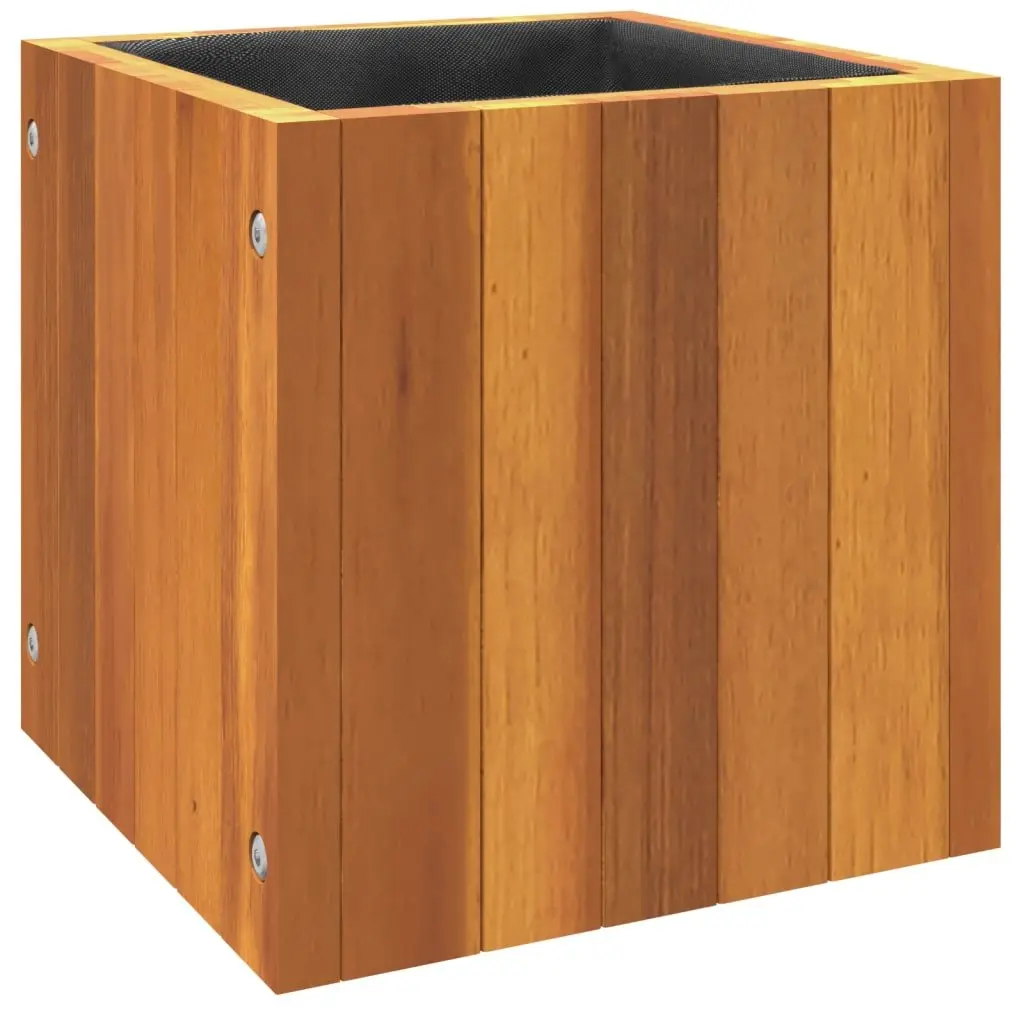 Acacia Wood Planter Box Brown 25cm Square Indoor Outdoor Flower Pot Gardening