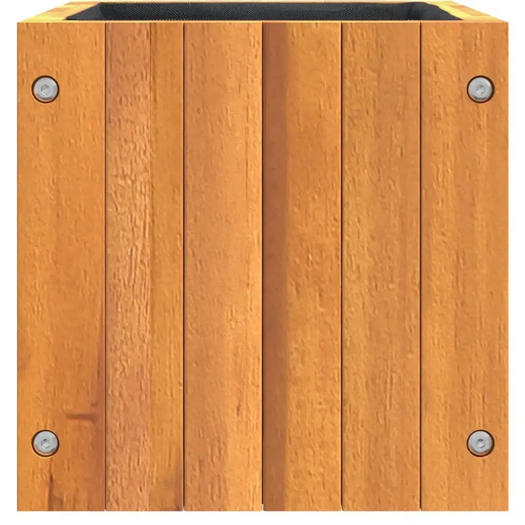 Acacia Wood Planter Box Brown 25cm Square Indoor Outdoor Flower Pot Gardening