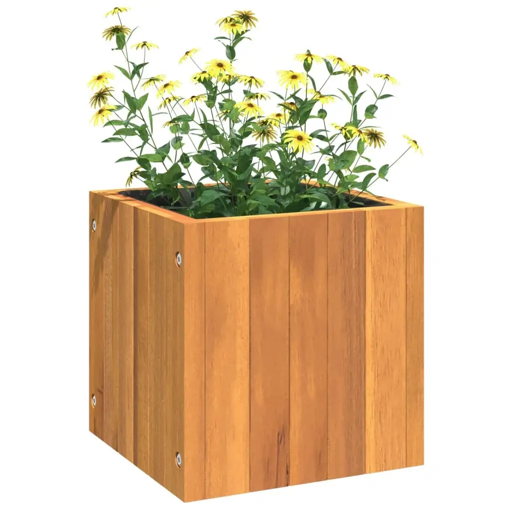 Acacia Wood Planter Box Brown 25cm Square Indoor Outdoor Flower Pot Gardening
