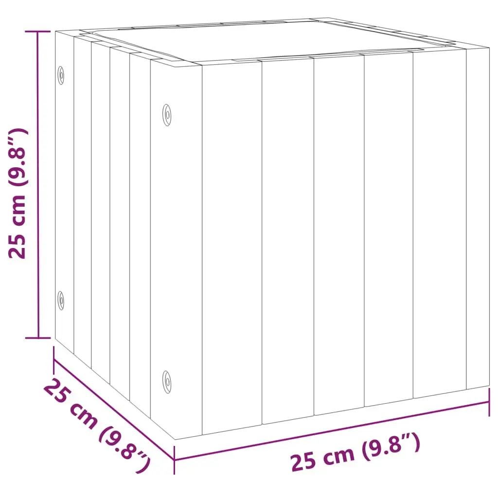 Acacia Wood Planter Box Brown 25cm Square Indoor Outdoor Flower Pot Gardening