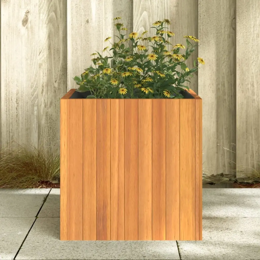 Planter Box Solid Acacia Wood Brown 45x45x45cm Outdoor Garden Container for Flowers and Plants