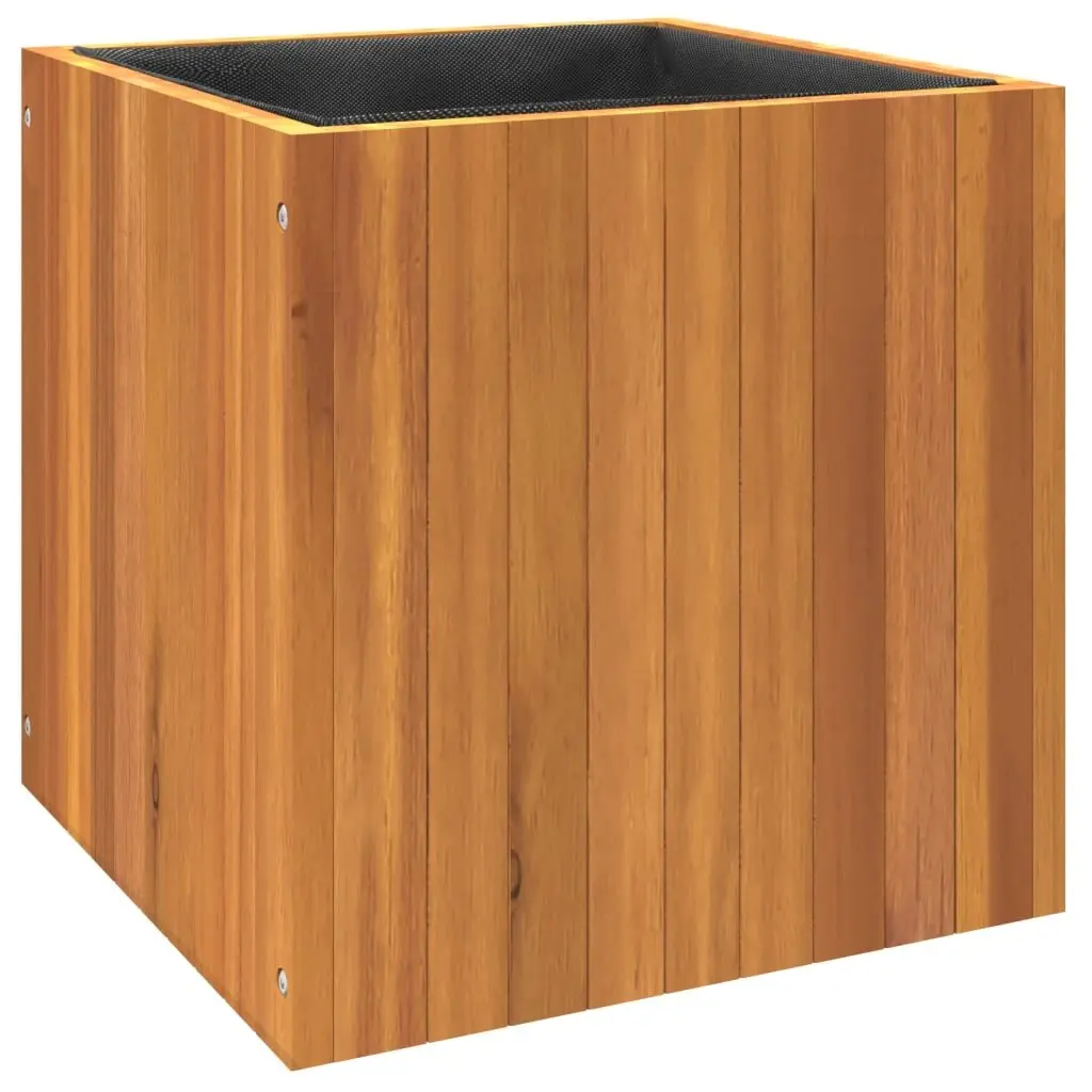 Planter Box Solid Acacia Wood Brown 45x45x45cm Outdoor Garden Container for Flowers and Plants