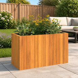 Garden Planter Box Solid Wood Acacia Brown Flowers Plants Container Outdoor