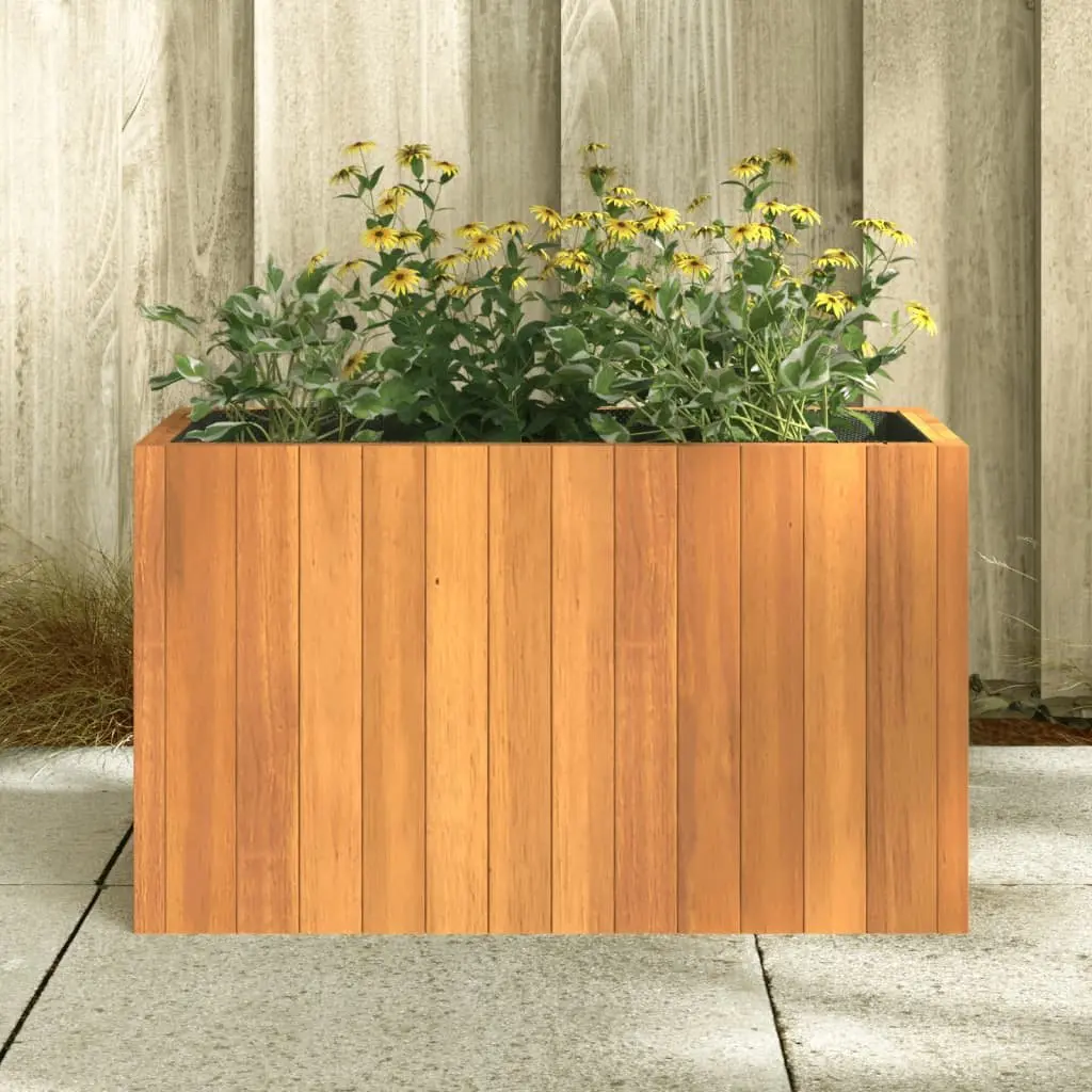 Garden Planter Box Acacia Wood Outdoor Container Brown 59x27.5x35cm Durable for Flowers Plants