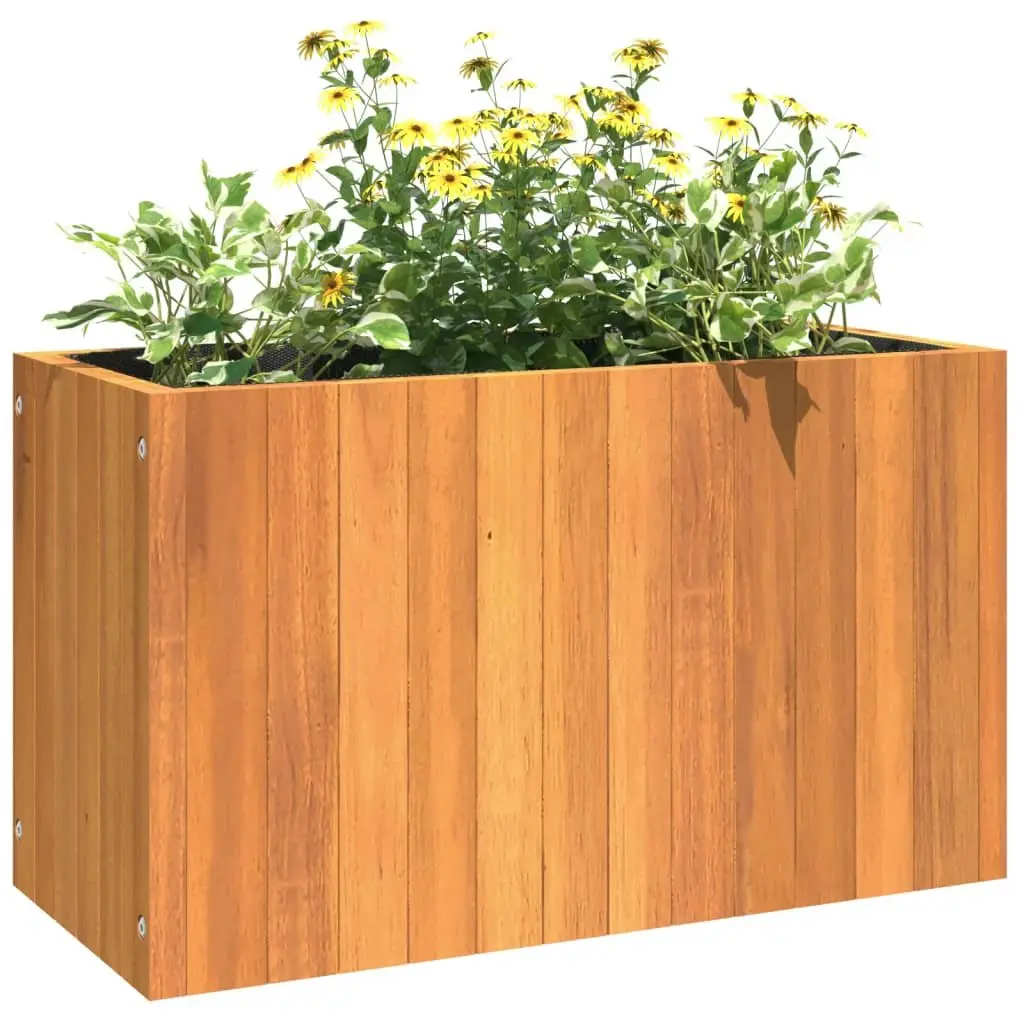Garden Planter Box Acacia Wood Outdoor Container Brown 59x27.5x35cm Durable for Flowers Plants