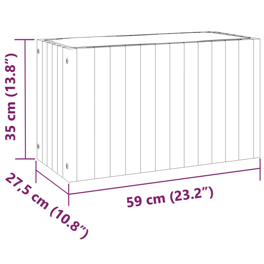 Garden Planter Box Acacia Wood Outdoor Container Brown 59x27.5x35cm Durable for Flowers Plants
