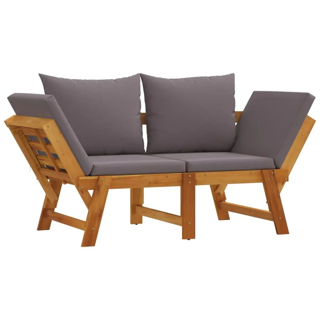 Acacia Wood 2-in-1 Convertible Garden Bench Outdoor Seat with Cushions Brown