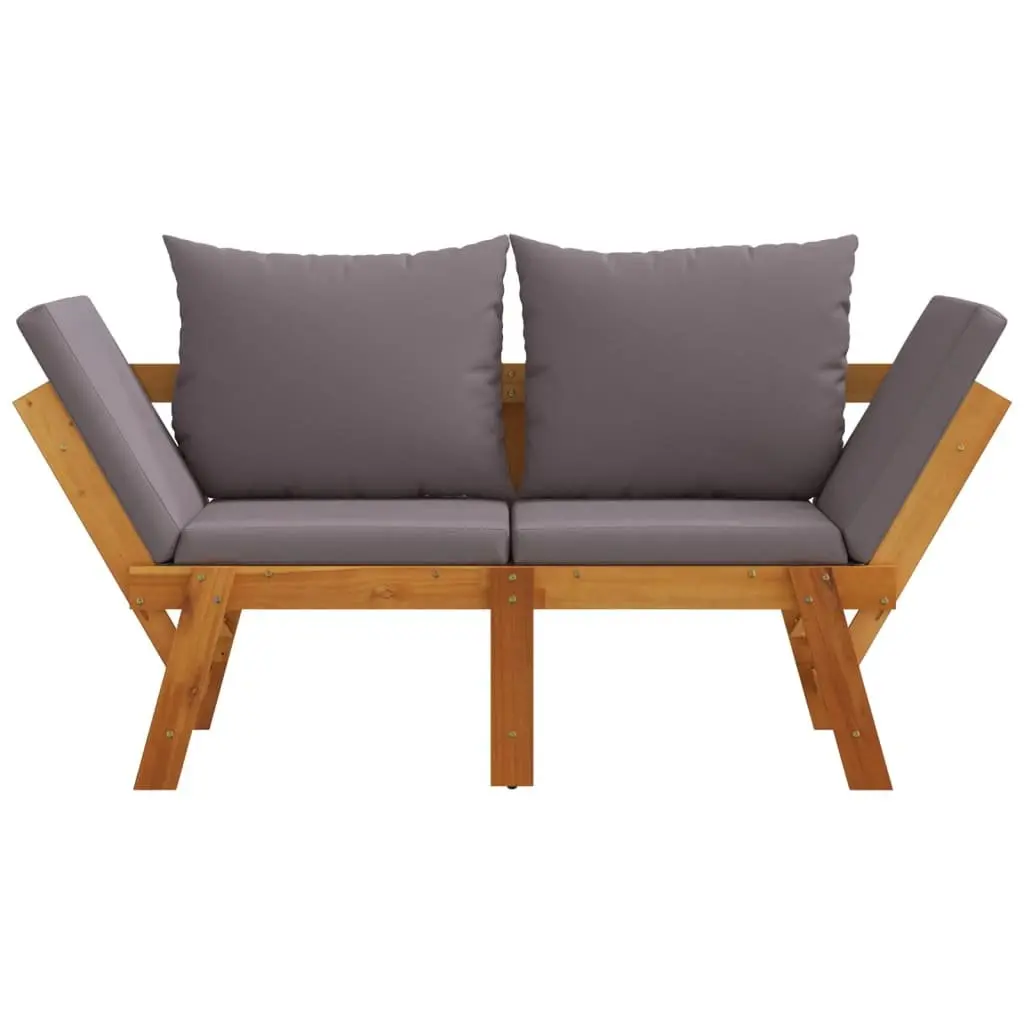 Acacia Wood 2-in-1 Convertible Garden Bench Outdoor Seat with Cushions Brown