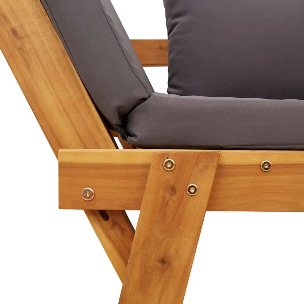 Acacia Wood 2-in-1 Convertible Garden Bench Outdoor Seat with Cushions Brown