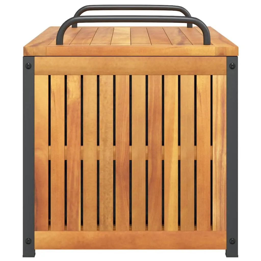Cushion Storage Bench Acacia Wood with Steel Handle 85x45x45/53 cm Outdoor Storage Box