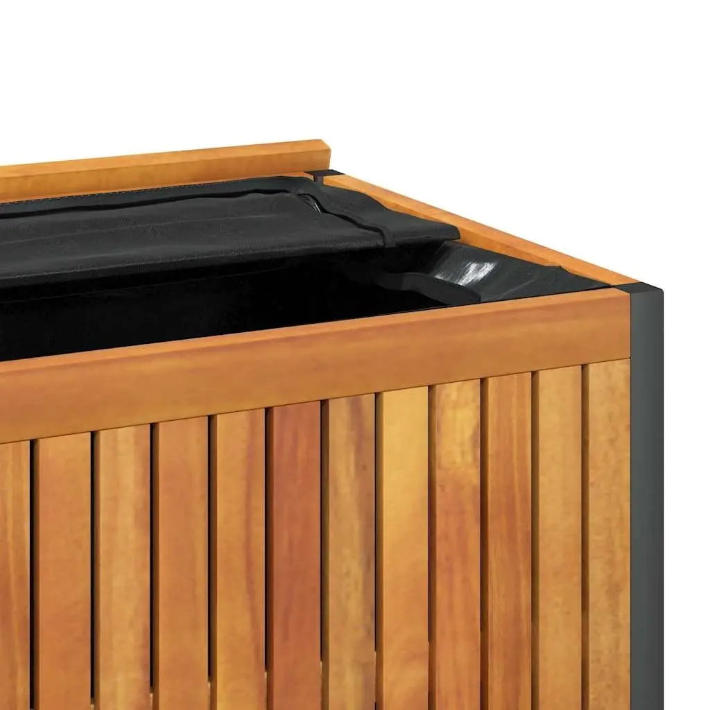 Cushion Storage Bench Acacia Wood with Steel Handle 85x45x45/53 cm Outdoor Storage Box