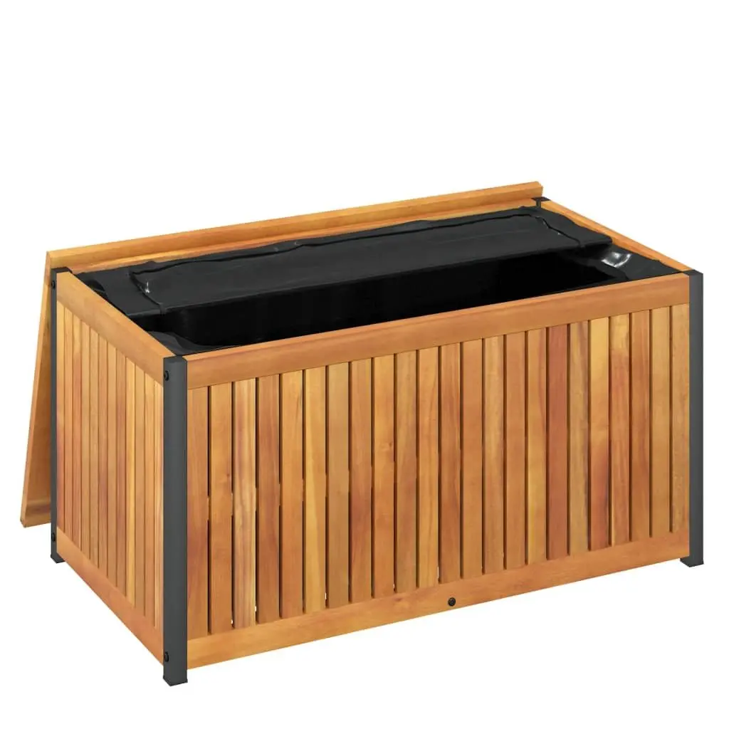 Cushion Storage Bench Acacia Wood with Steel Handle 85x45x45/53 cm Outdoor Storage Box