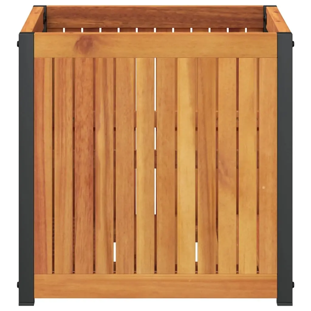 Garden Planter Box 45x45x44 cm Solid Wood Acacia Steel Frame Flower Pot