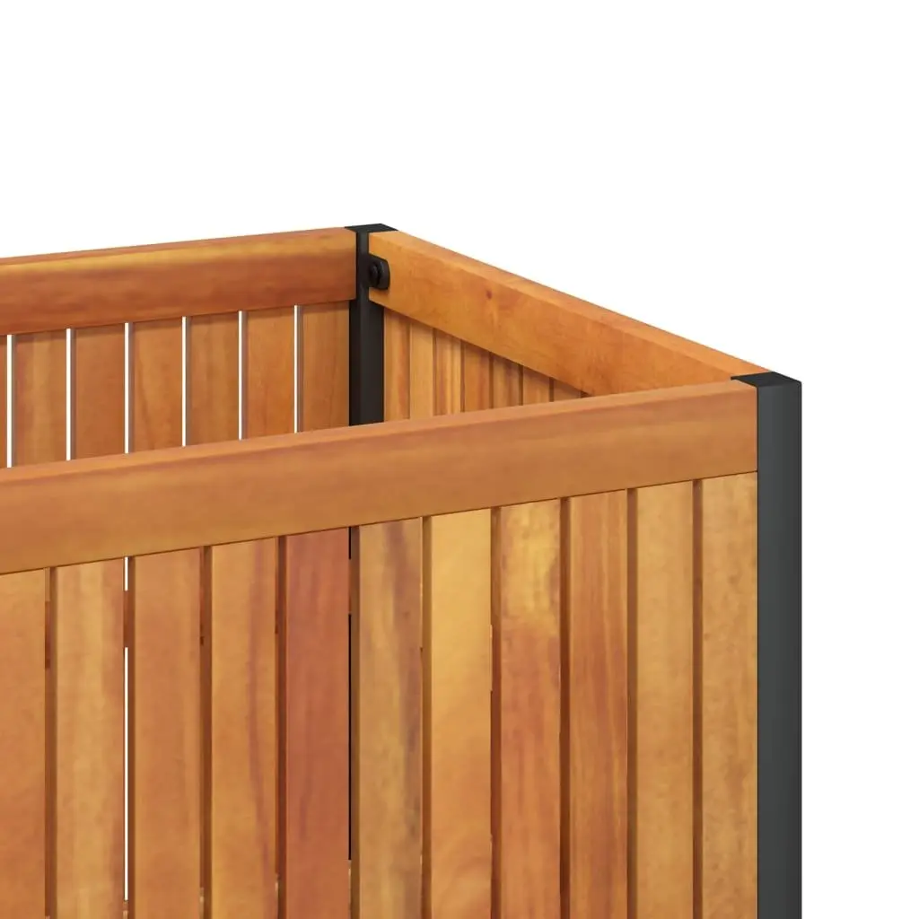 Garden Planter Box 45x45x44 cm Solid Wood Acacia Steel Frame Flower Pot