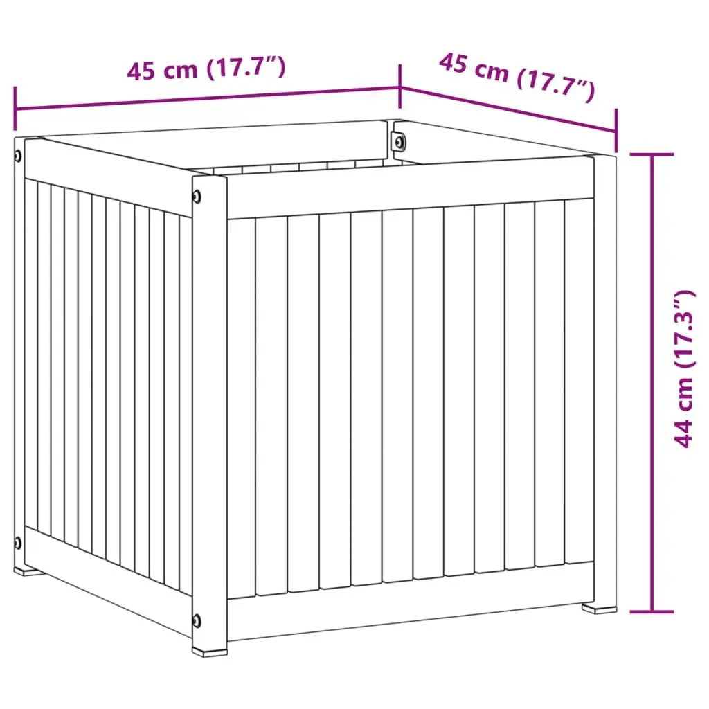 Garden Planter Box 45x45x44 cm Solid Wood Acacia Steel Frame Flower Pot