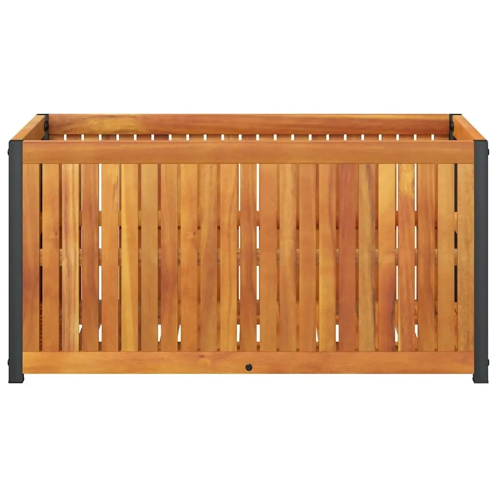 Garden Planter Box Solid Acacia Wood Powder-Coated Steel Frame 85x45x44cm Brown