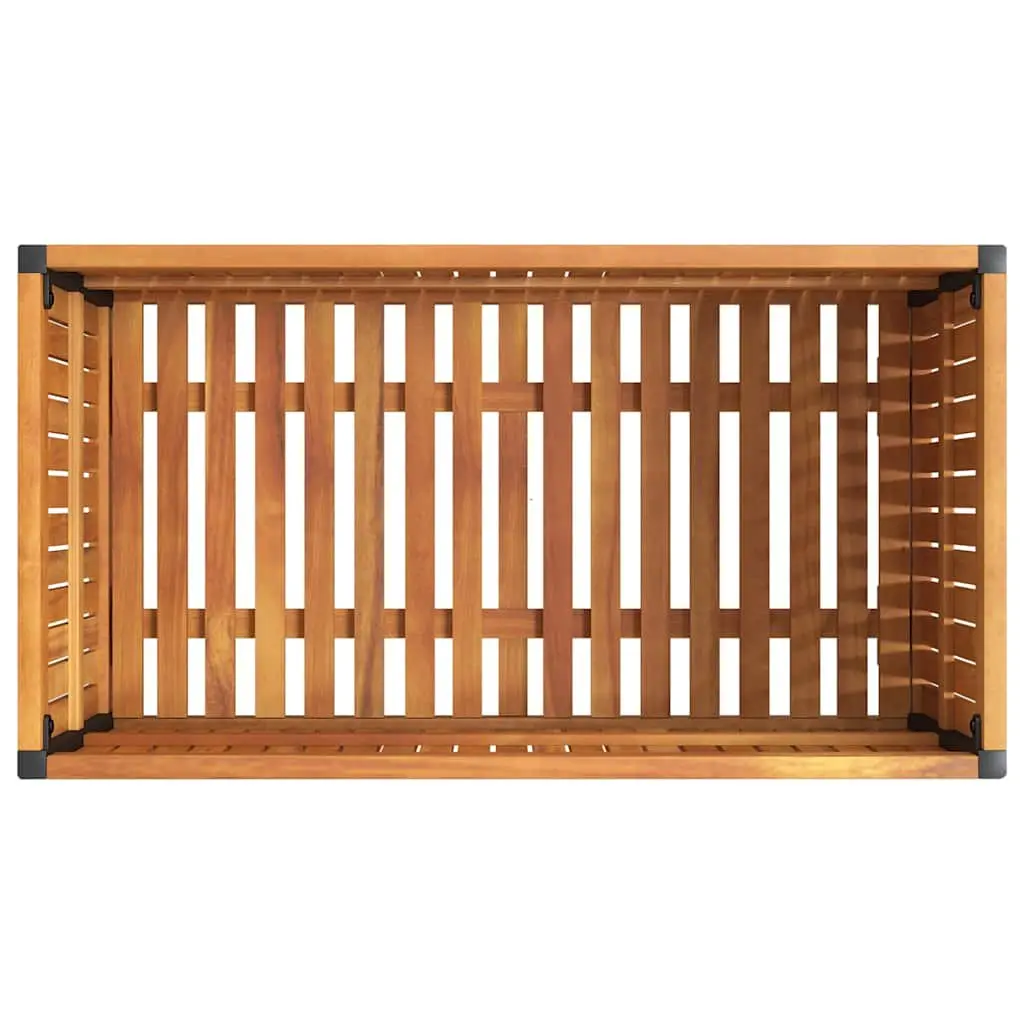 Garden Planter Box Solid Acacia Wood Powder-Coated Steel Frame 85x45x44cm Brown