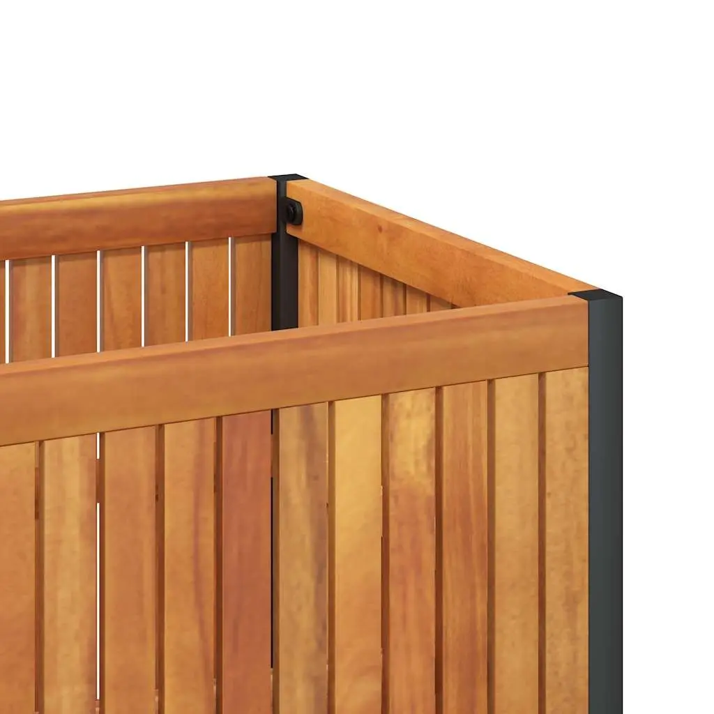 Garden Planter Box Solid Acacia Wood Powder-Coated Steel Frame 85x45x44cm Brown