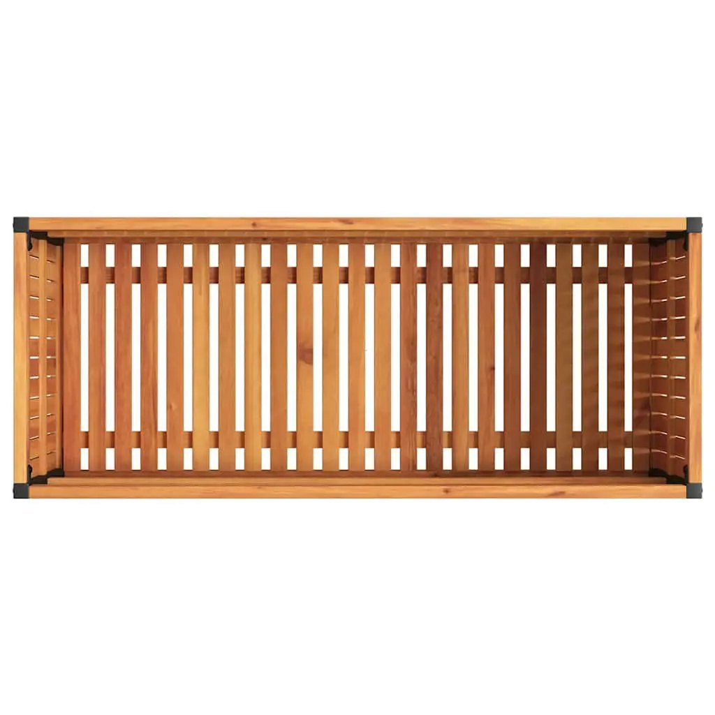 Acacia Wood Garden Planter Box 110x45x44cm Steel Frame Outdoor Brown